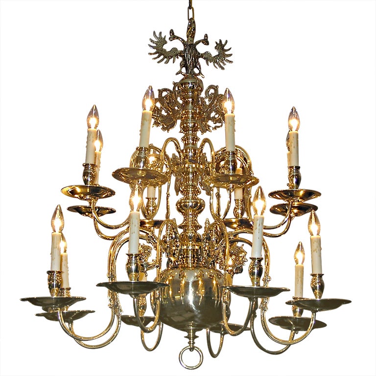 Dutch Brass Chandelier For Sale at 1stDibs