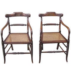 Pair of English Regency Rosewood Arm Chairs. Circa 1810-15 2