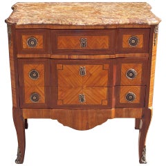 French Marquetry Marble Top Commode, Circa 1820