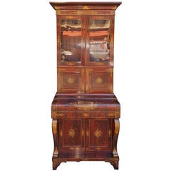 American Mahogany and Stenciled Secretary with Bookcase. NY Circa 1825 12