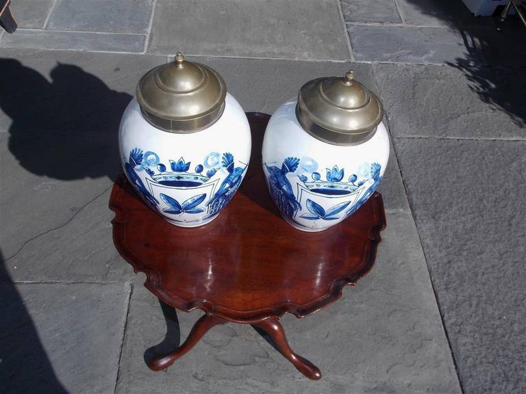 Pair of Dutch Hand-Painted and Glazed Tobacco Jars, Circa 1770 2