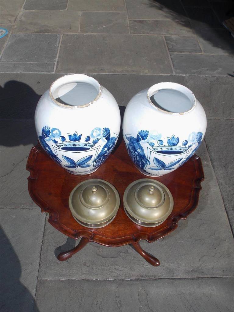 Pair of Dutch Hand-Painted and Glazed Tobacco Jars, Circa 1770 4