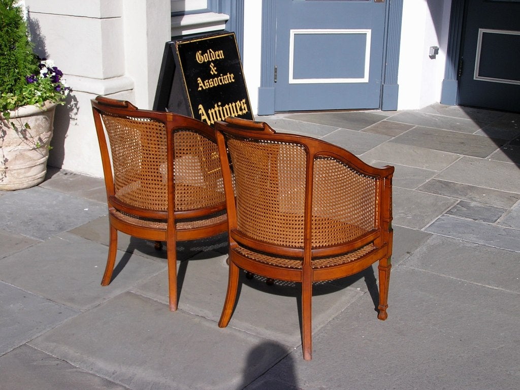 Pair of English Edwardian Painted and Cane Arm Chairs. Early 20th Century 7