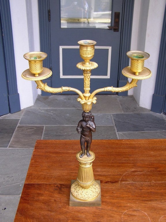 Pair of French Ormolu Cherub Candelabras In Excellent Condition For Sale In Hollywood, SC