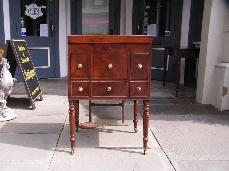 American Mahogany Campaign Gentlemans Traveling Chest. Circa 1790
