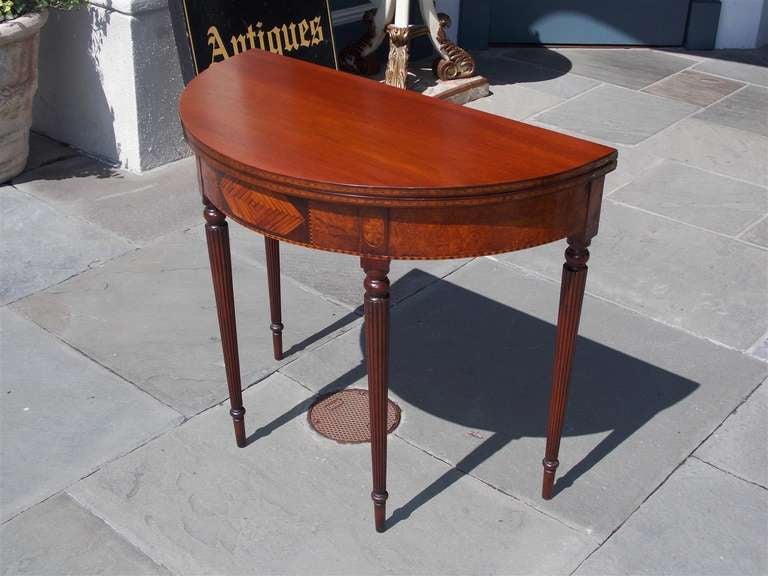 American Mahogany Demi-lune  Game Table. Circa 1810 In Excellent Condition For Sale In Hollywood, SC