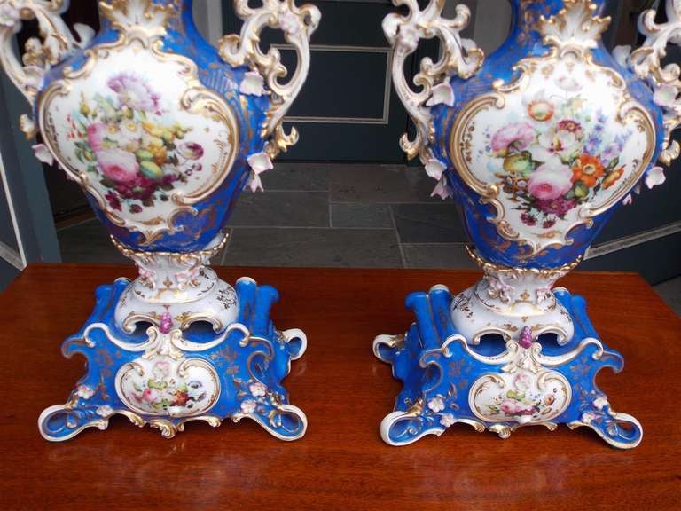 19th Century Pair of French Old Paris Decorative Vases.  Circa 1850 For Sale