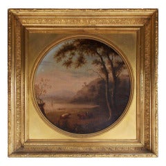 American Oil on Canvas Landscape . Circa 1815