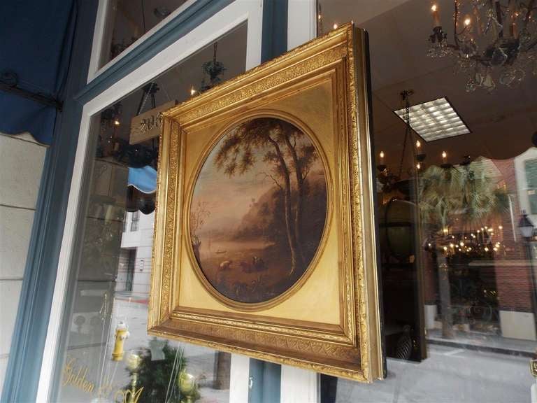 American Oil on Canvas Landscape . Circa 1815 In Excellent Condition In Hollywood, SC