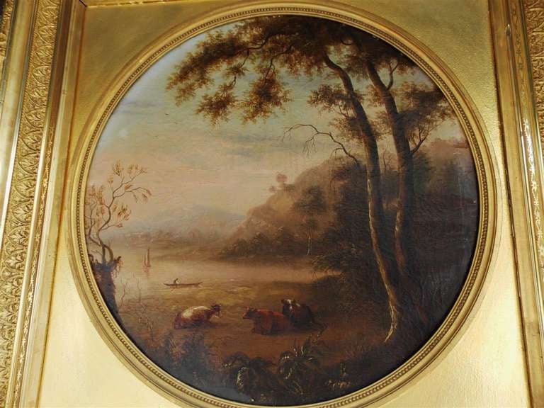 19th Century American Oil on Canvas Landscape . Circa 1815