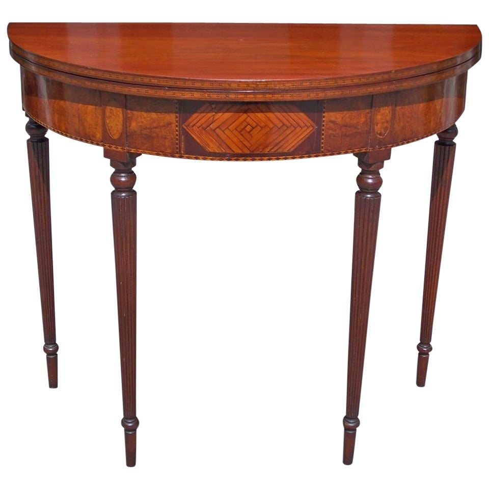 American Mahogany Demi-lune  Game Table. Circa 1810