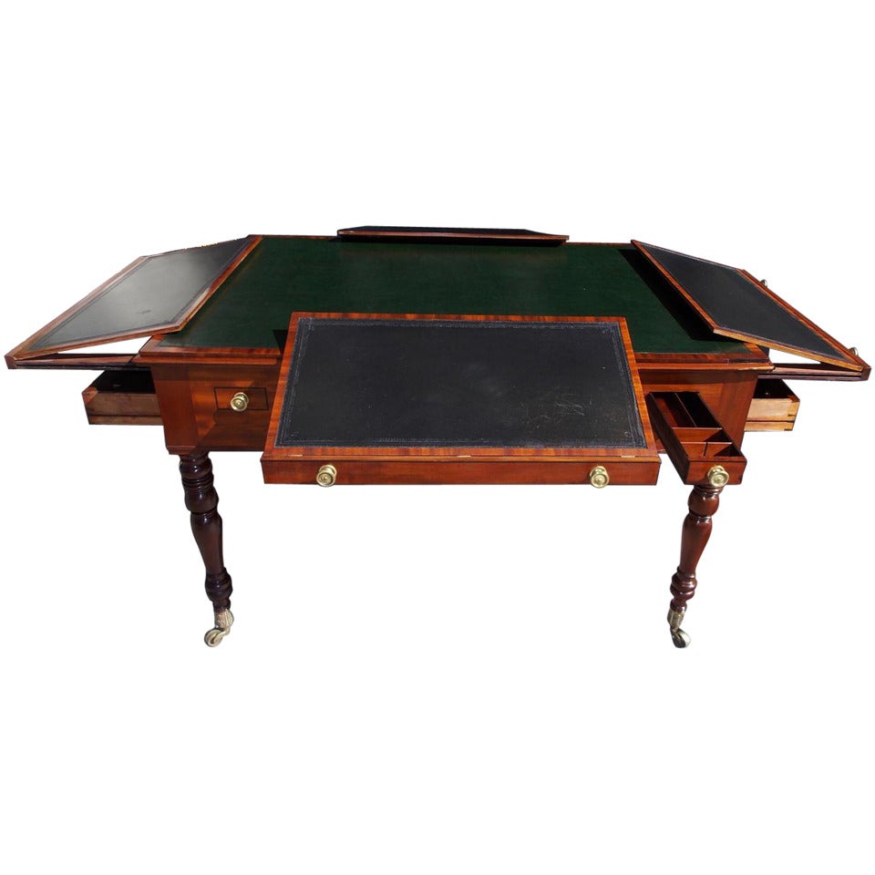 English Regency Mahogany Drafting Partners Desk, Circa 1800