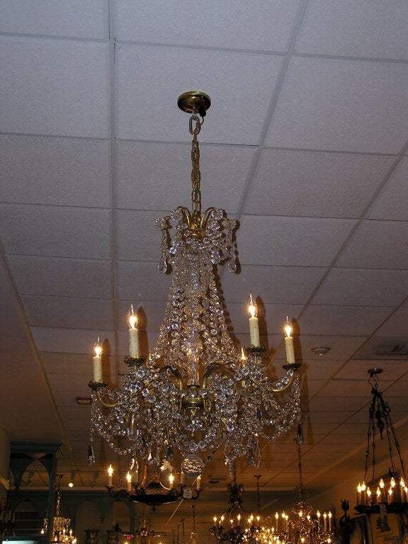 French Gilt Bronze and Crystal Six Light Chandelier, Circa 1820 In Excellent Condition For Sale In Hollywood, SC