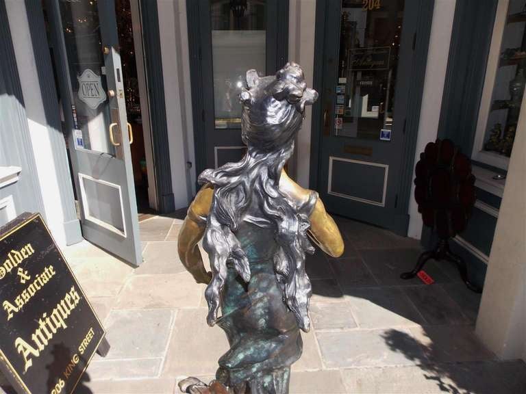 French Bronze and Marble Statue of Standing Lady.  Circa 1900 4