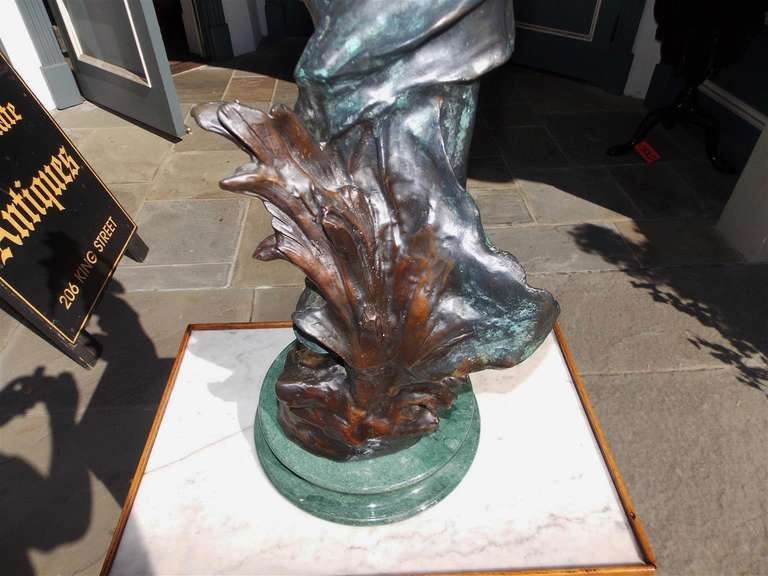 French Bronze and Marble Statue of Standing Lady.  Circa 1900 5
