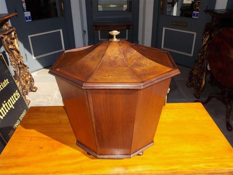 British English Mahogany Octagon Wine Cellarette. Circa 1790