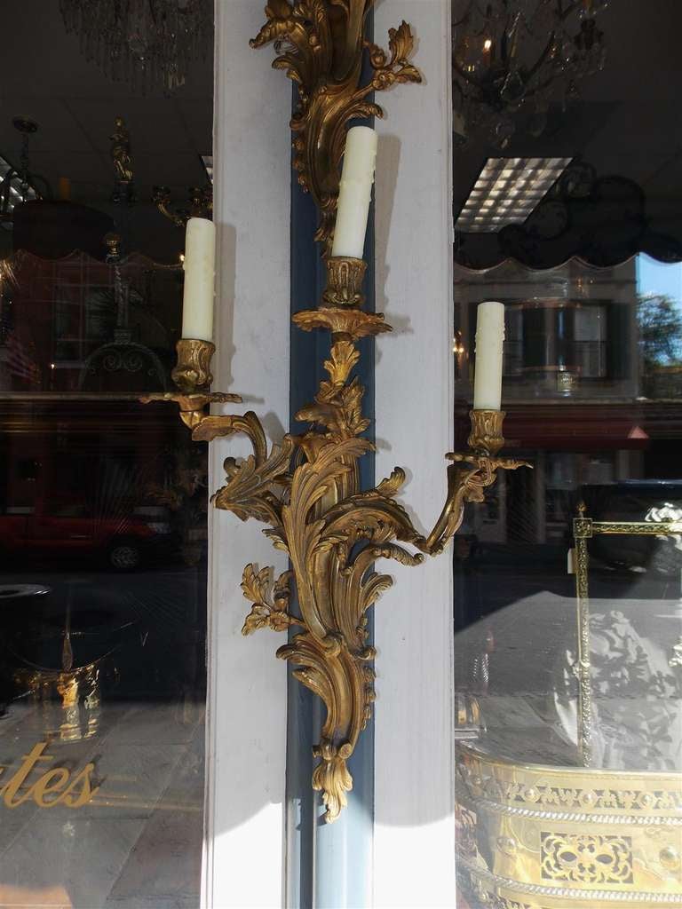 Coppia di lampade floreali francesi in bronzo dorato. Circa 1830 in vendita 1