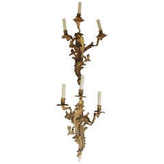 Pair of French Gilt Bronze Floral Sconces. Circa 1830 3