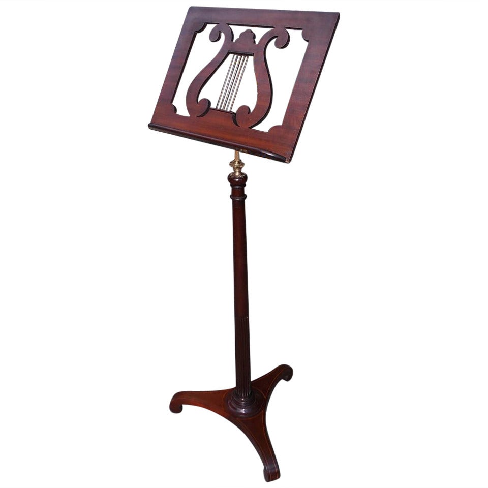 English Regency Mahogany Lyre and Ormolu Music Stand. Circa 1810