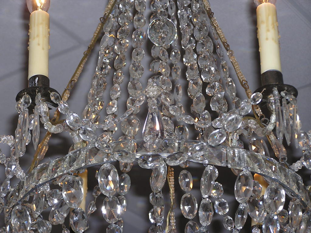 English Regency Crystal and Bronze Chandelier 1