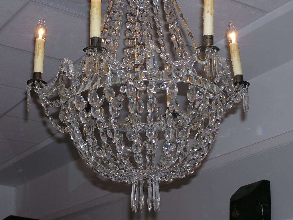 English Regency Crystal and Bronze Chandelier 2