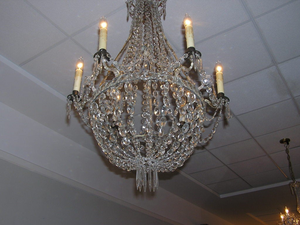 English Regency Crystal and Bronze Chandelier 3