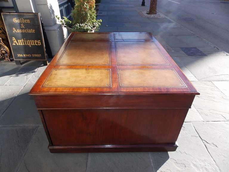 George III-style English Mahogany Leather Top Partners Desk, Circa 1890 3