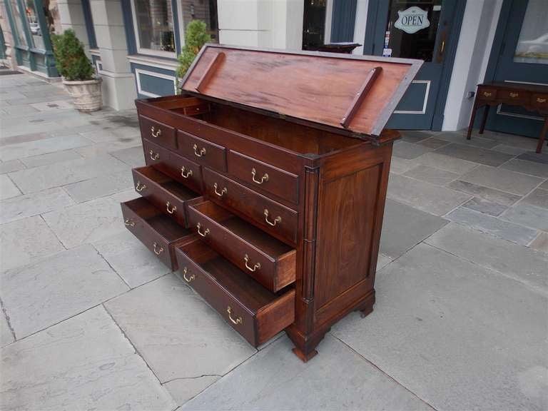 Mid-18th Century English Chippendale Mahogany Mule Chest with Hinged Lid and Ogee Feet, C. 1750