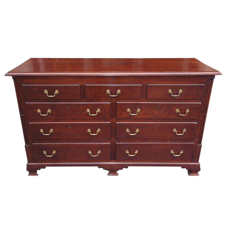 English Chippendale Mahogany Mule Chest with Hinged Lid and Ogee Feet, C. 1750
