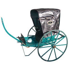 English Painted and Leather Bonnet Top Rickshaw. Circa 1880