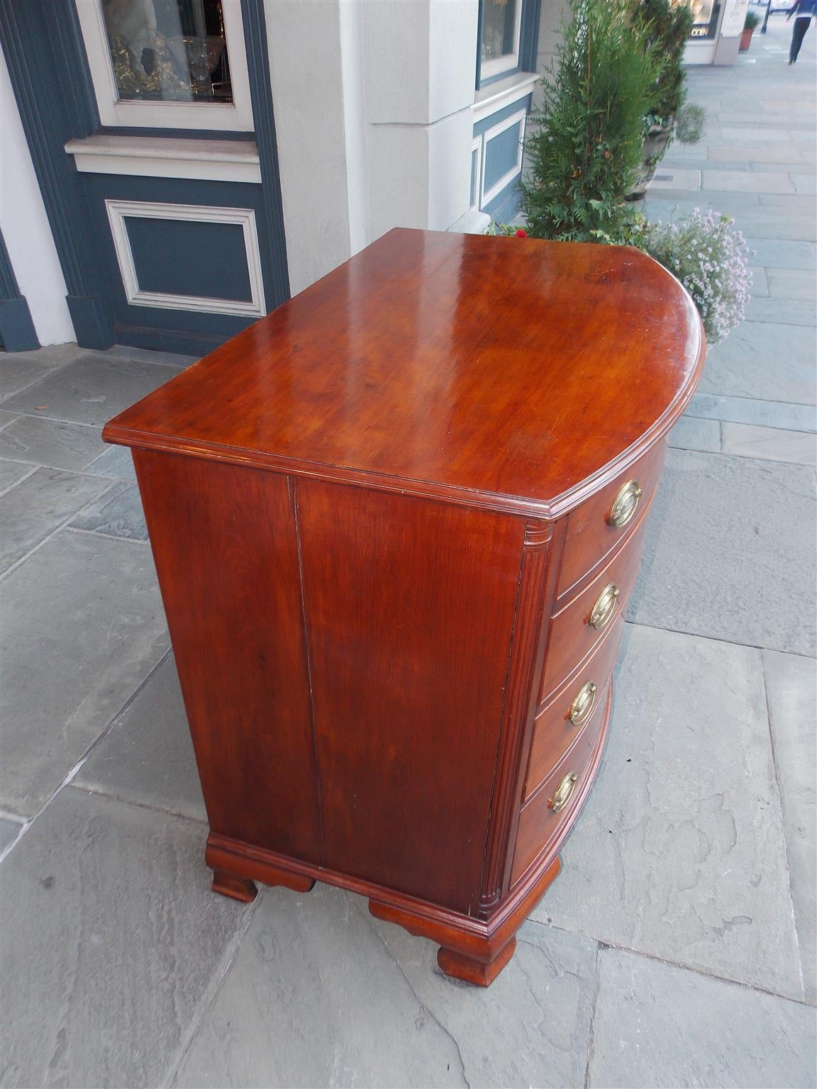 Late 18th Century American Cherry Bow Front Graduated Chest of Drawers. Rhode Island.  Circa 1780 For Sale