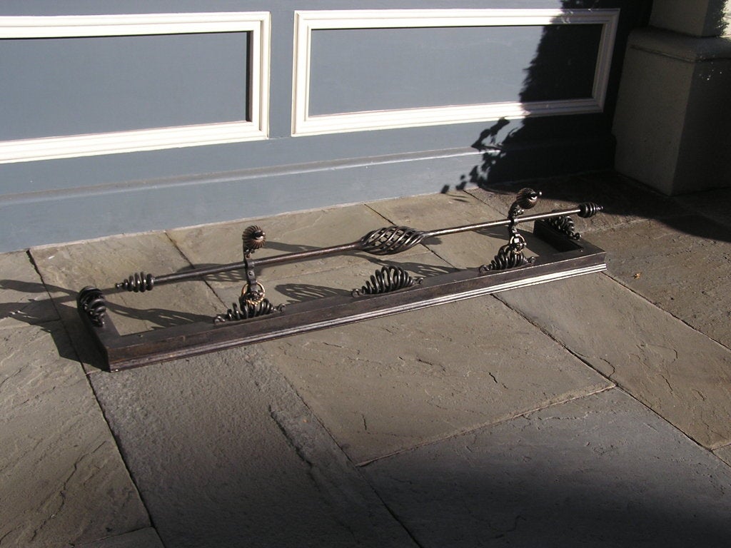 19th Century American Bronze and Wrought Iron Fire Fender For Sale
