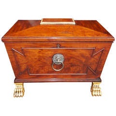 Antique English Regency Mahogany and Gilt Cellarette. Circa 1790