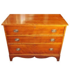 Antique American Cherry and Tiger maple Graduated Chest of Drawers.  Circa 1810