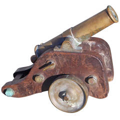 Antique English Bronze Signal Cannon on Carriage, Circa 1830