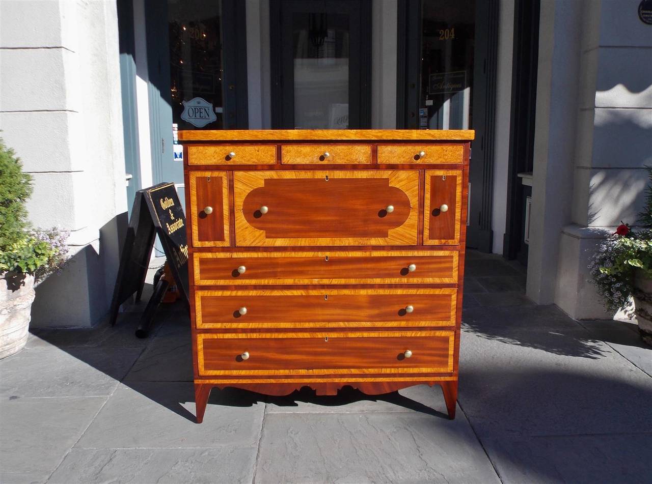 Early 19th Century American Hepplewhite Mahogany Burl Ashe Butlers Desk. Circa 1800