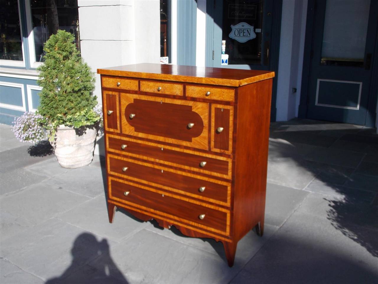 American Hepplewhite Mahogany Burl Ashe Butlers Desk. Circa 1800 1