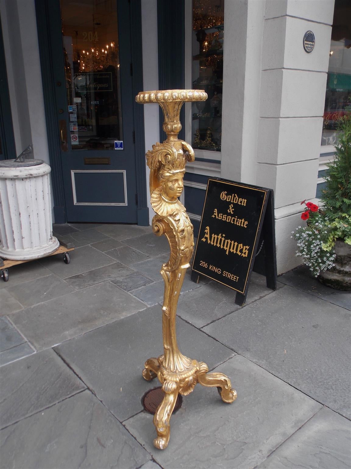 Italian Regency Gilt Figural Torchiere, Circa 1790 In Excellent Condition For Sale In Hollywood, SC