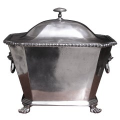 Antique English Polished Steel and Nickel Silver Coal Hod