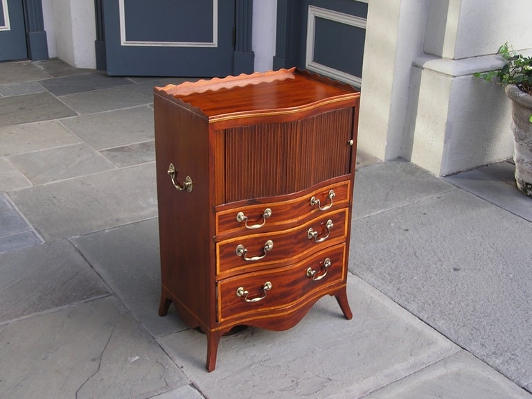 British English Mahogany Tambour Chest For Sale