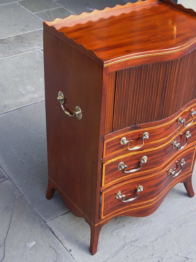 English Mahogany Tambour Chest For Sale 1