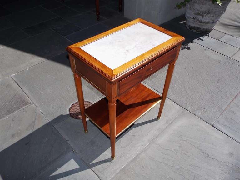 19th Century American Cherry Marble Top Side Table. Baltimore, Circa 1810 For Sale