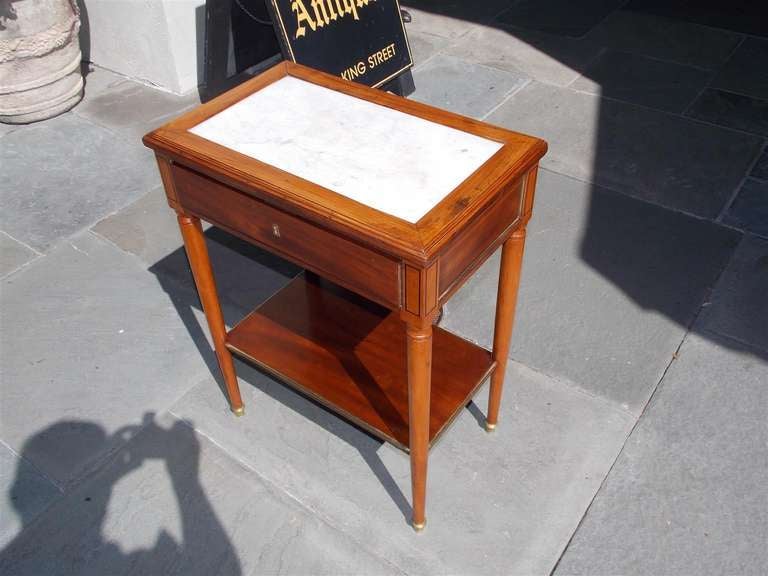 American Cherry Marble Top Side Table. Baltimore, Circa 1810 For Sale 1