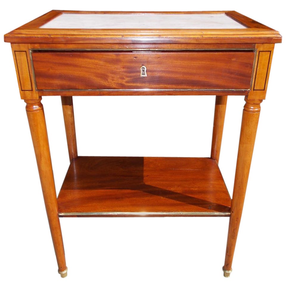 American Cherry Marble Top Side Table. Baltimore, Circa 1810 For Sale