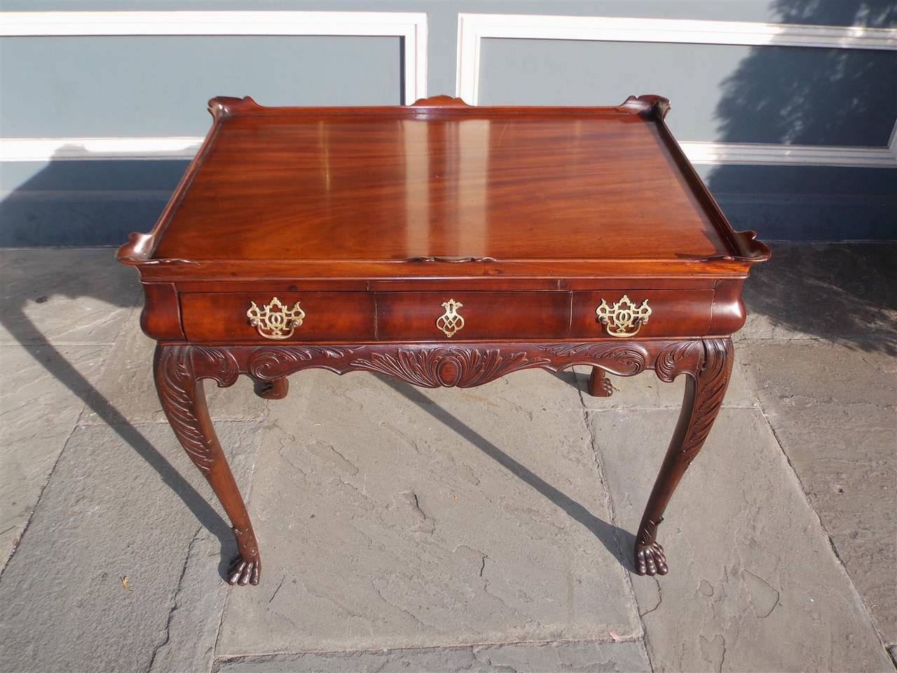 Hand-Carved Irish Chippendale Mahogany Dessert Table, Circa 1780 For Sale