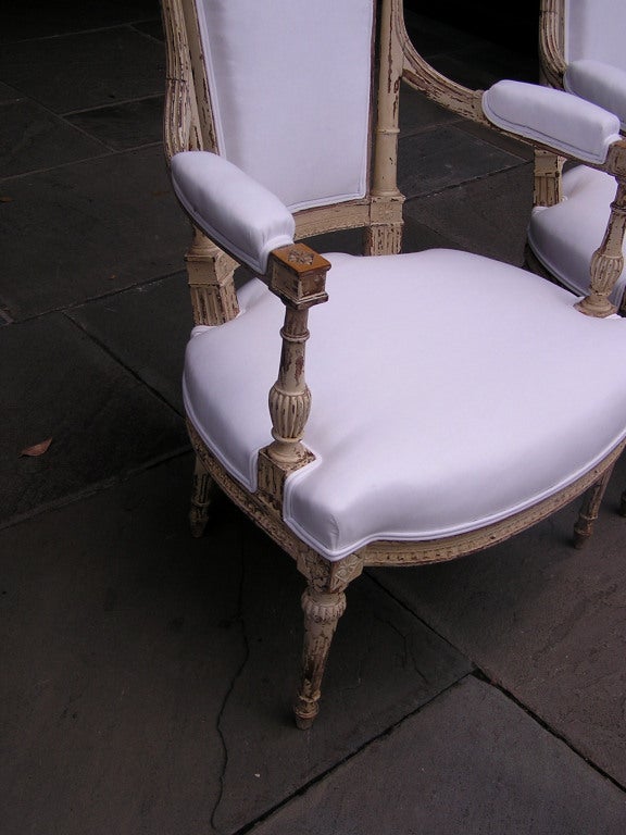 Pair of Italian Painted Arm Chairs For Sale 4