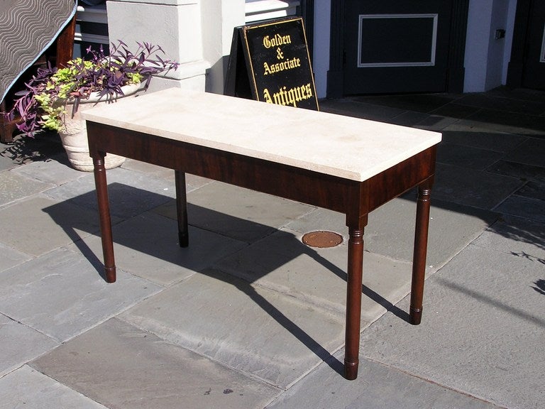 American Sheraton Mahogany Marble Top Console In Excellent Condition For Sale In Hollywood, SC