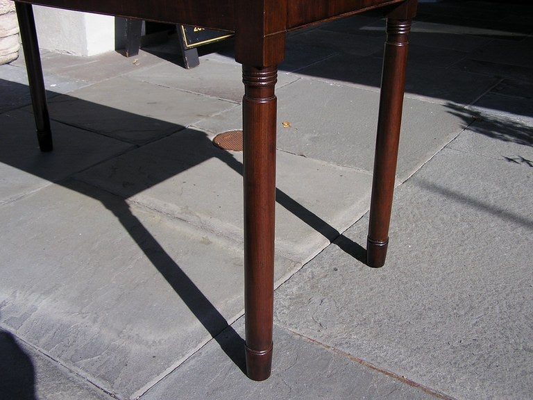 American Sheraton Mahogany Marble Top Console Table with Ringed Legs, C. 1810 For Sale 4