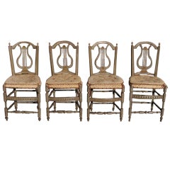 Set of Four Italian Lyre Back Painted and Gilt Side Chairs 8