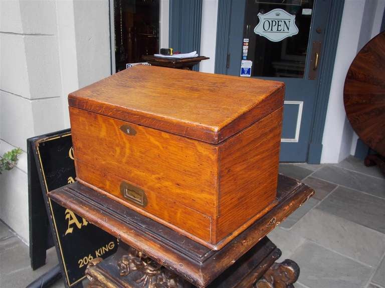 American Oak Slant Top Military Letter Box. Circa 1890